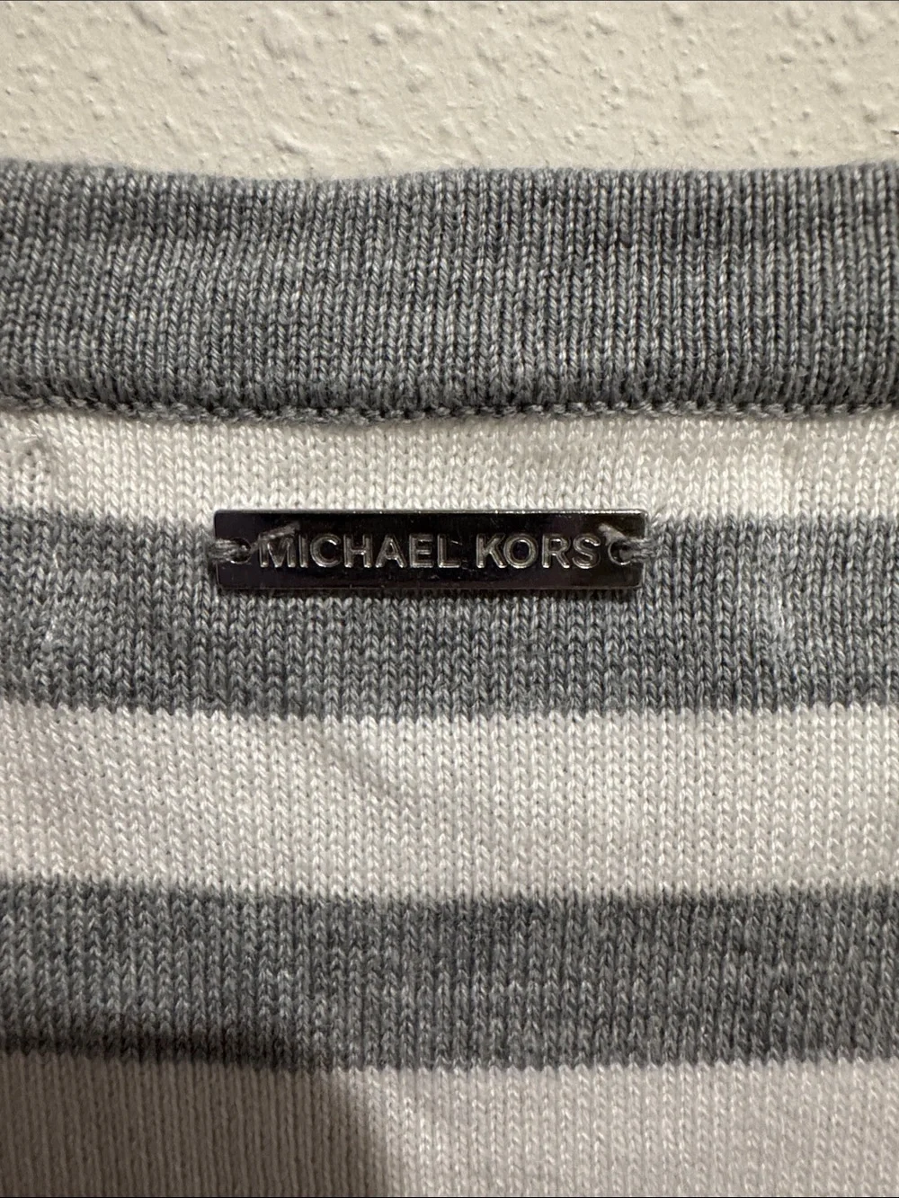 Michael Kors Gray and White Striped Short-Sleeve Crewneck TShirt Dress - XS NWT